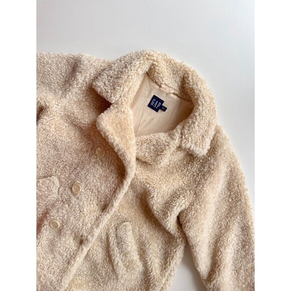 Vintage Girls' GAP Beige Faux Fur Shearling Teddy Bear Peacoat, Size M (8-9) - Picture 2 of 12